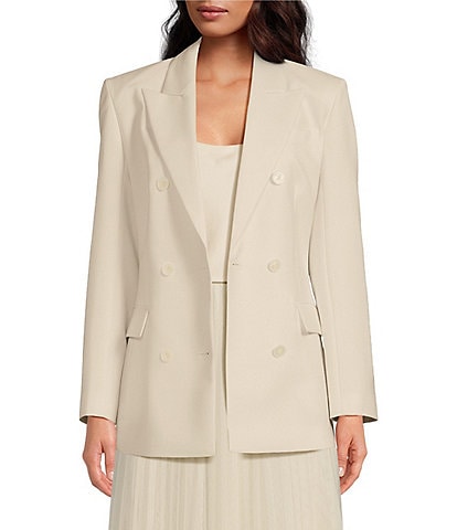 Tara Jarmon Viola Woven Wool-Blend Notch Collar Long Sleeve Suit Jacket