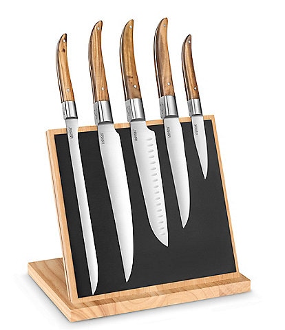Tarrerias Bonjean Laguiole Expression Olive Wood Handle 6-Piece Cutlery Set with Magnetic Block