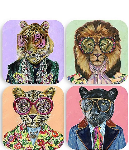 Tart By Taylor Big Cats Acrylic Coasters, Set of 4