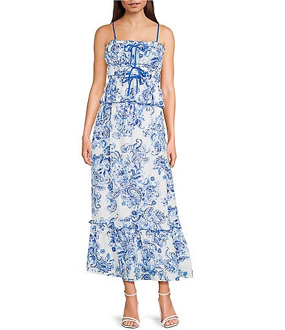 TCEC Sleeveless Paisley Print Tank Top & Matching Maxi Skirt Set