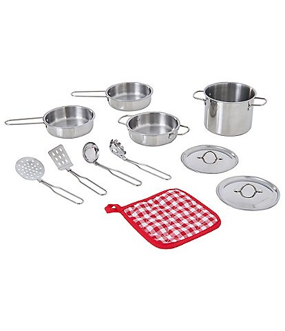 Teamson Kids Little Chef Frankfort Stainless Steel 11-Piece Cooking Accessory Set