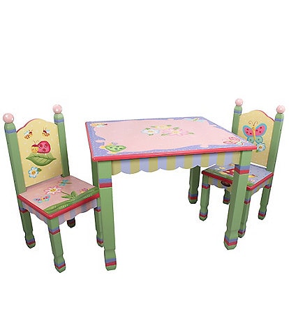 Teamson Kids Painted Wooden Magic Garden Table with 2 Chairs Set