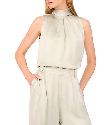 Ted Baker London Charmeuse Mock Neck Sleeveless Back Tie Blouse