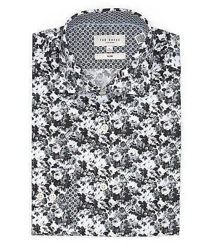 Ted Baker London Concord Slim Fit Stretch Spread Collar Abstract Floral Print Dress Shirt