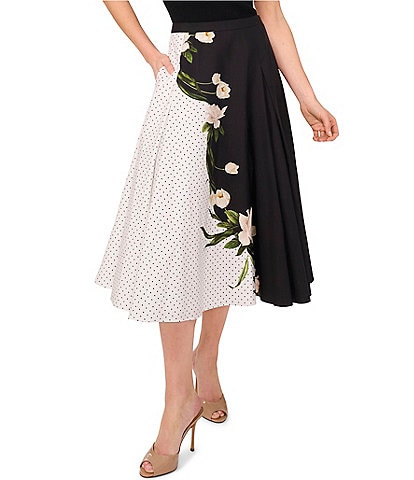 Ted Baker London Floral Polka Dot A-Line Midi Skirt