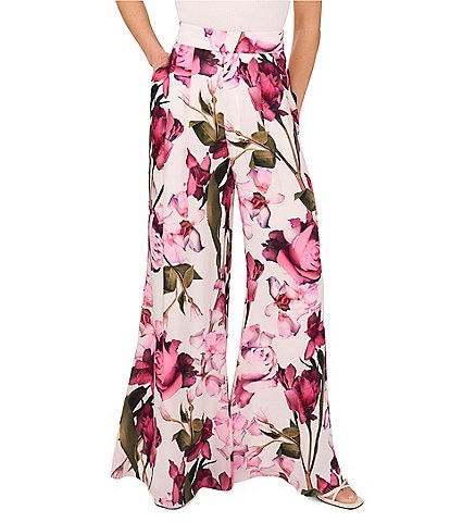 Ted Baker London Floral Satin High Rise Coordinating Wide Leg Pants