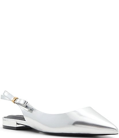 Ted Baker London Jane Bow Metallic Leather Slingback Flats