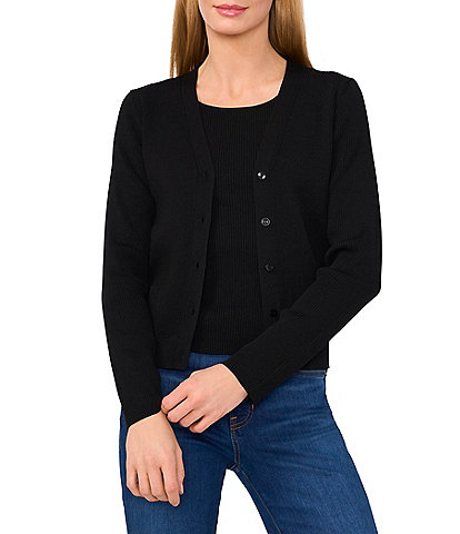 Ted Baker London Knit V-Neck Long Sleeve Button Front Cardigan