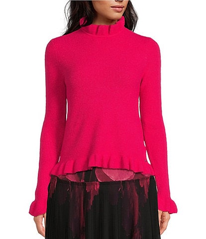 Ted Baker London Pipalee Ruffled Detail Mock Neck Long Sleeve Sweater