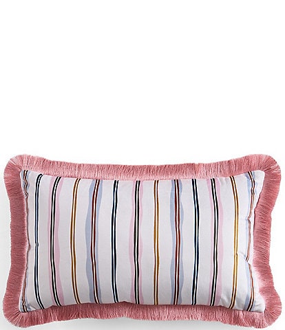 Ted Baker London Scallop Stripe Velvet Fringe Decorative Accent Pillow