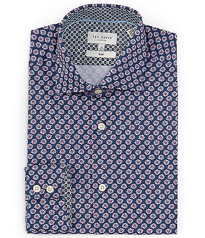 Ted Baker London Slim Fit Stretch Spread Collar Mini Floral Print Dress Shirt