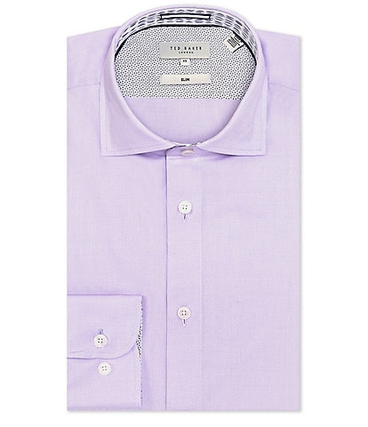 Ted Baker London Stretch Slim-Fit Spread Collar Solid Dobby Dress Shirt