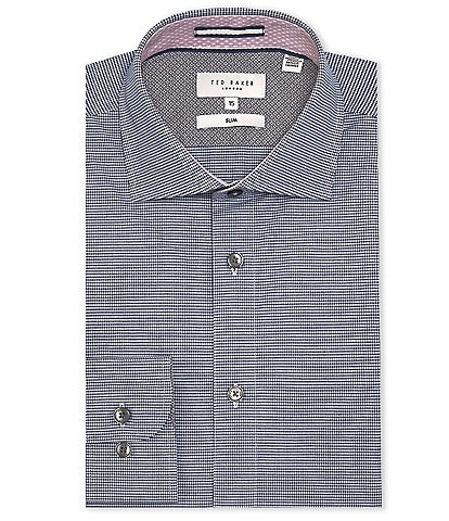 Ted Baker London Stretch Slim Fit Spread Collar Micro Check Dress Shirt