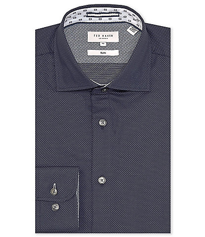 Ted Baker London Stretch Slim-Fit Spread Collar Micro-Dotted Dress Shirt