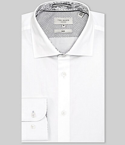 Ted Baker London Stretch Slim-Fit Spread Collar Cotton Weave Dress Shirt