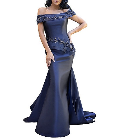 Terani Couture 3D Flower Beaded Off The Shoulder Dress