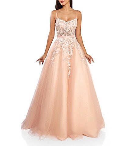 Terani Couture Embroidered Corset Bodice Sweetheart Neck Sleeveless Ball Gown