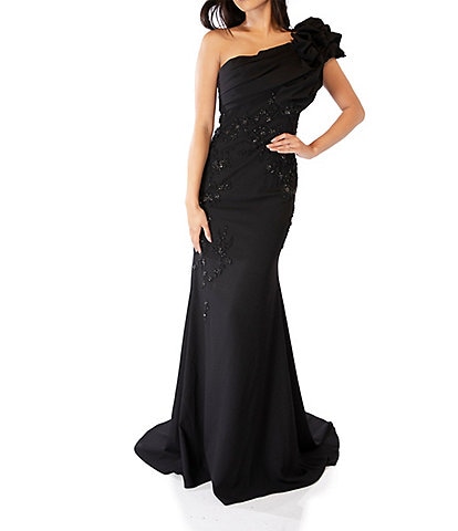 Terani Couture One Shoulder Bead Embellished Mermaid Gown