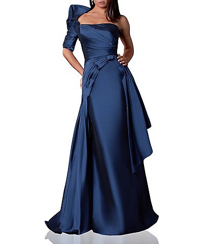 Terani Couture One Shoulder Draped A-Line Gown
