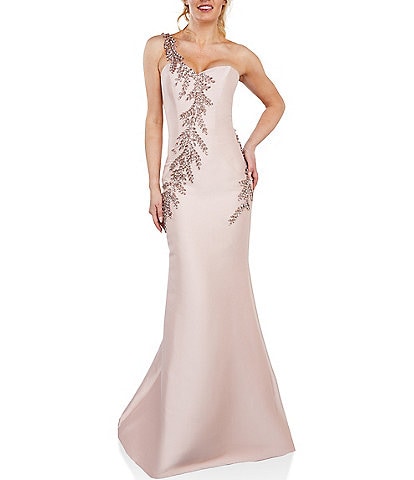 Terani Couture One Shoulder Sleeveless Beaded Gown