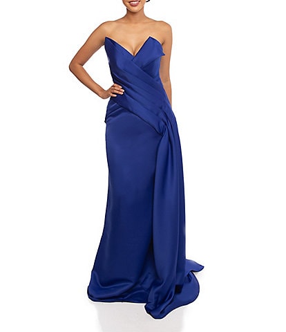 BEEYASO Clearance Dresses for Women Mid-Length 1/4 Sleeve Hot Sales Evening  Gown Solid Sweetheart Dress Royal Blue L 