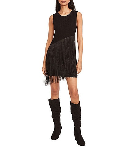The Good Journey A-Symmetrical Fringe Mini Dress