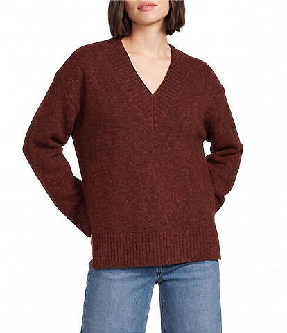 The Normal Brand Homebound V-Neck Plush Jersey Knit Sweater