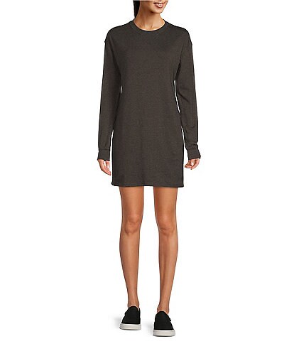 The Normal Brand Weekender Long Sleeve Crew Neck Ribbed Pullover Sweater Dress