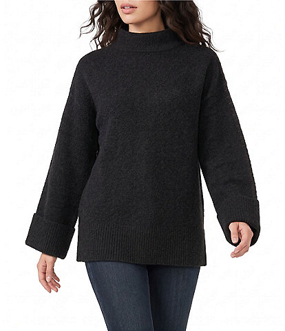 The Normal Brand Whipstitch Stretch Knit Wool Blend Mock Neck Sweater