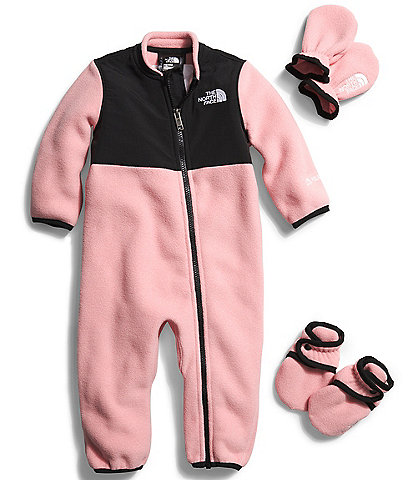 The North Face Baby Girls Newborn-24 Months Long-Sleeve Denali Color Block Coveralls Set