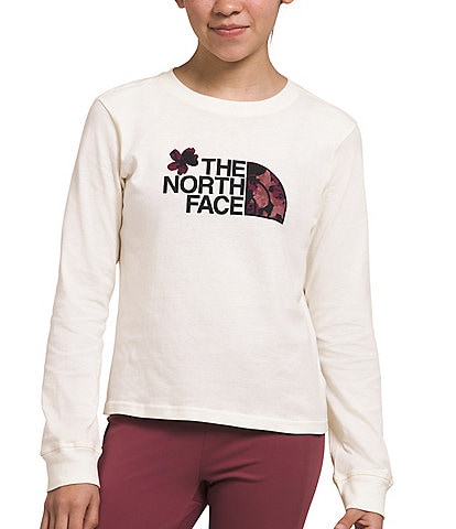 The North Face Little/Big Girls 6-16 Long Sleeve White Floral Logo T-Shirt
