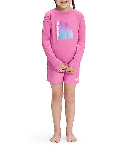 The North Face Little Girls 2T-7 Amphibious Sun Solid Long Sleeve Rashguard Tee & Matching Shorts Set