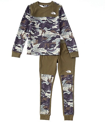 The North Face Little/Big Boys 5-20 Long-Sleeve Camouflage-Printed Waffle-Knit Tee & Matching Waffle-Knit Pant Set