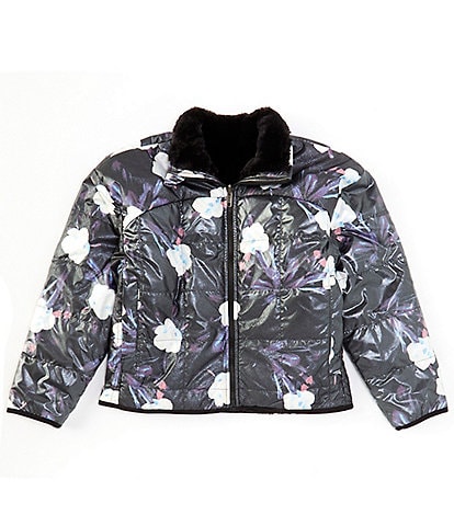 The North Face Little/Big Girls 6-16 Long Sleeve Black Floral Shasta Full Zip Jacket