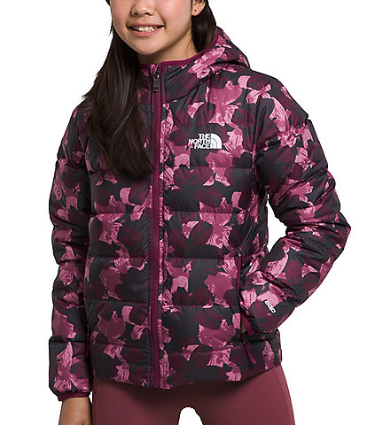 The North Face Little/Big Girls 6-16 Long Sleeve Reversible Floral/Solid Hooded Down Puffer Jacket