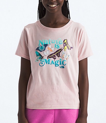 The North Face Little/Big Girls 6-16 Short Sleeve Butterfly Graphic Pink Magic T-Shirt
