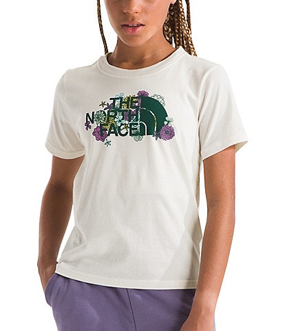 The North Face Little/Big Girls 6-16 Short Sleeve White Floral Logo T-Shirt