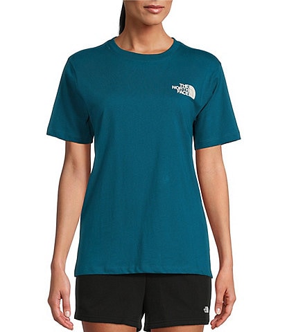 The North Face Never Stop Exploring Box Wave Print Back Graphic Logo Short Sleeve Crew Neck Tee Shirt