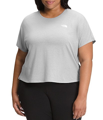 The North Face Plus Size Wander Crossback Jewel Neck Short Sleeve Cropped Jersey Knit Top