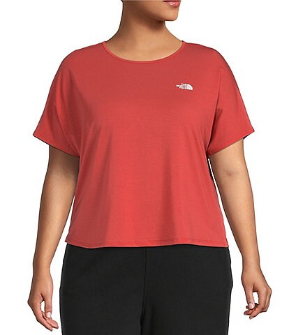 The North Face Plus Size Wander Crossback Jewel Neck Short Sleeve Cropped Jersey Knit Top