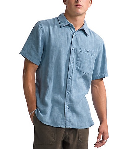 THE NORTH FACE Shirt Mens 15.5 S White Grey & Blue Check SHORT