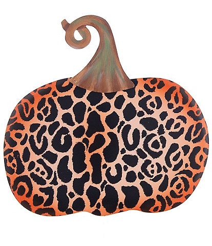 The Round Top Collection Festive Fall Collection Short Classic Leopard Pumpkin Metal Sign
