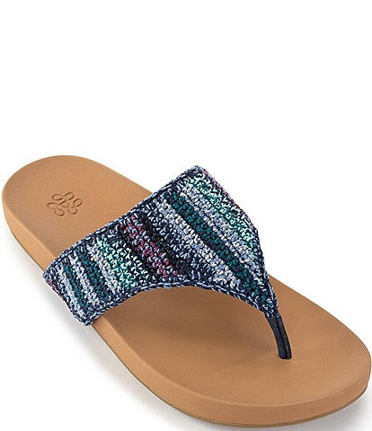 The Sak Everly Multi Stripe Crochet Thong Sandals