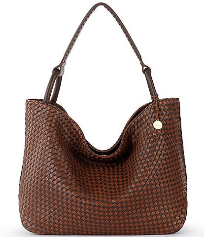 The Sak Large Leather Woven Slouchy Tote Bag