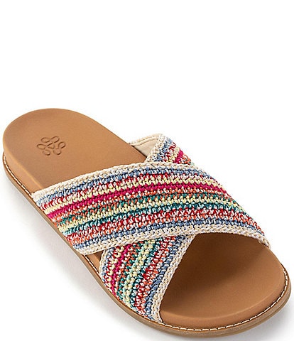 The Sak Penelope Striped Crochet Slide Sandals