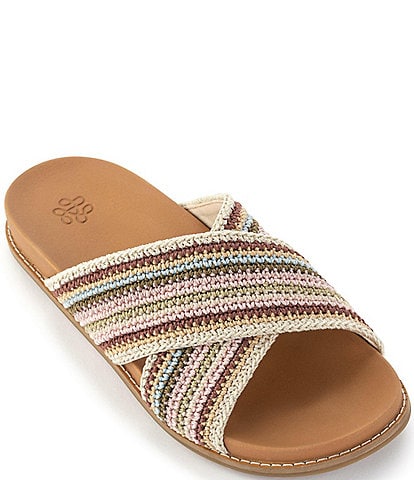 The Sak Penelope Striped Crochet Slide Sandals