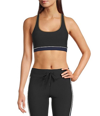 The Upside Revolver Jade Texture Rib Colorblock Scoop Neck Racerback Coordinating Bra Top