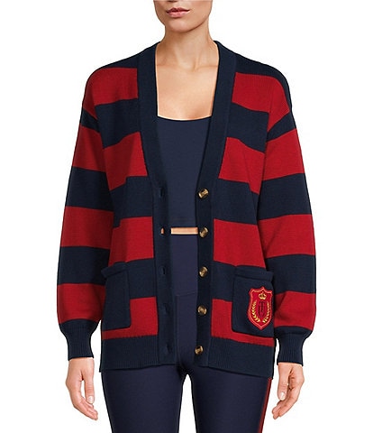 The Upside Roosevelt Piper Striped Knit Patch Pocket Cardigan