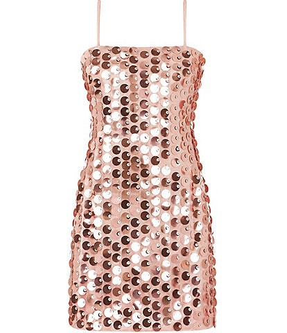 Theme NYC Big Girls Sleeveless Sequin-Disc-Patterned Disco Dress