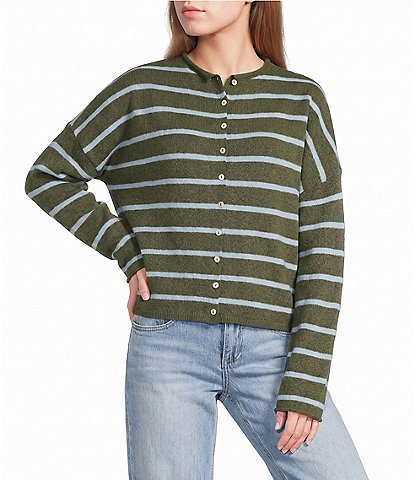 Things Between Piper Stripe Button Front Cardigan